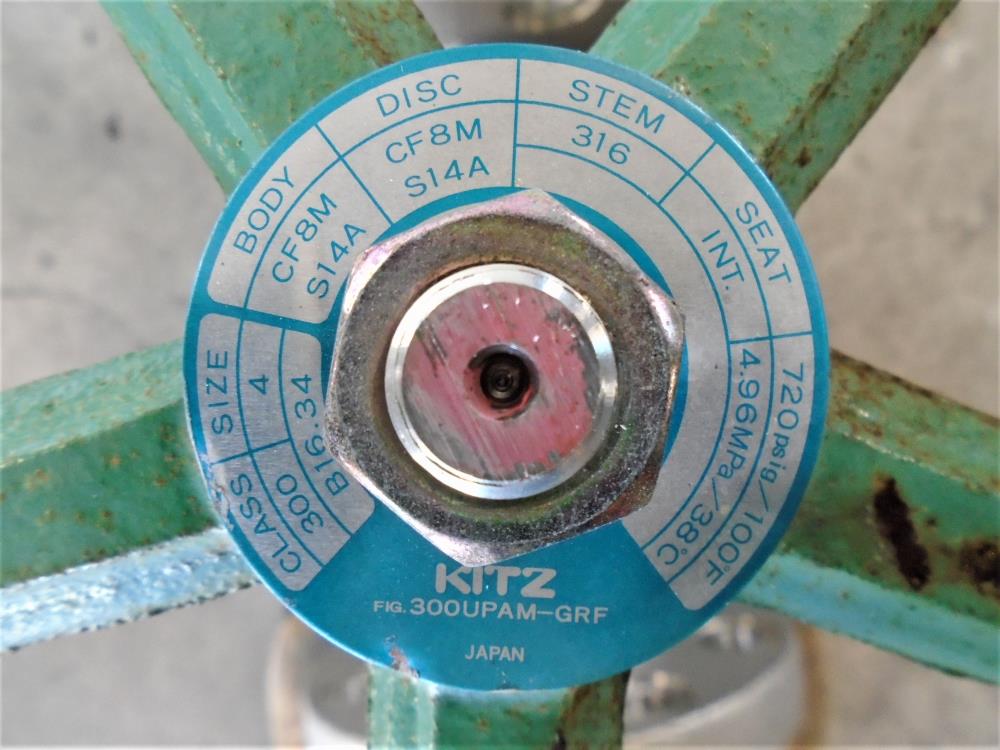 Kitz 4" 300# CF8M Globe Valve, Fig# 300UPAM-GRF